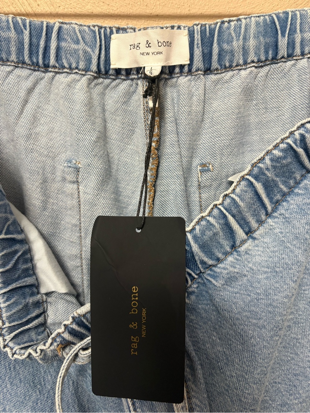 Rag & Bone Lori Beach Drawstring Pant Jean Wentworth Size Large NWT New - Picture 12 of 15